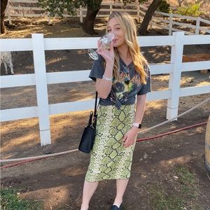 Snake Print Midi Skirt